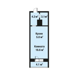 Студия 28.9 м²