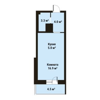 Студия 29.2 м²