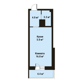 Студия 29.1 м²