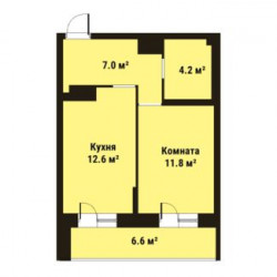Однокомнатная квартира 35.6 м²