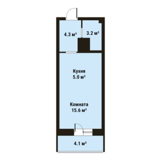 Студия 28.1 м²
