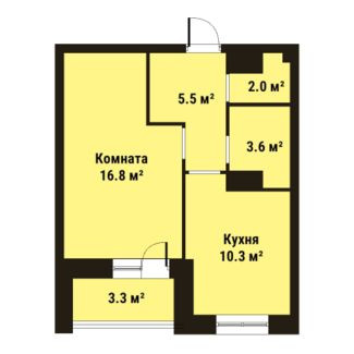 Однокомнатная квартира 38.2 м²