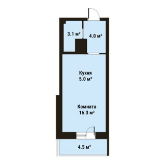 Студия 28.4 м²