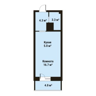 Студия 29.3 м²